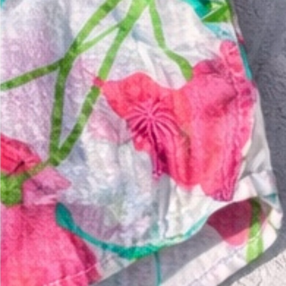 Lilly Pulitzer Eliot Floral Resort Fit Shirt XS Metallic Stripe Cotton - Picture 4 of 4